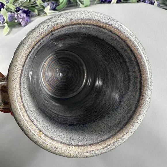 Grape Vine Mug Studio Pottery Vintage Clay Stoneware Thumb Rest Hand Cup - Picture 7 of 14